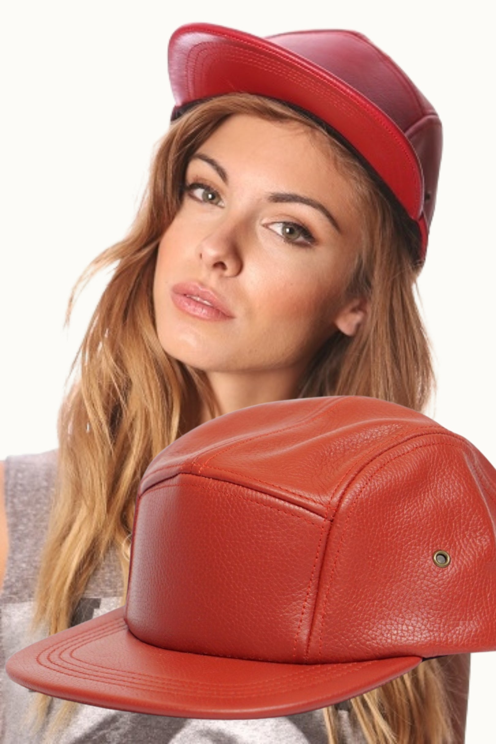 Genuine Leather 5-Panel Cap