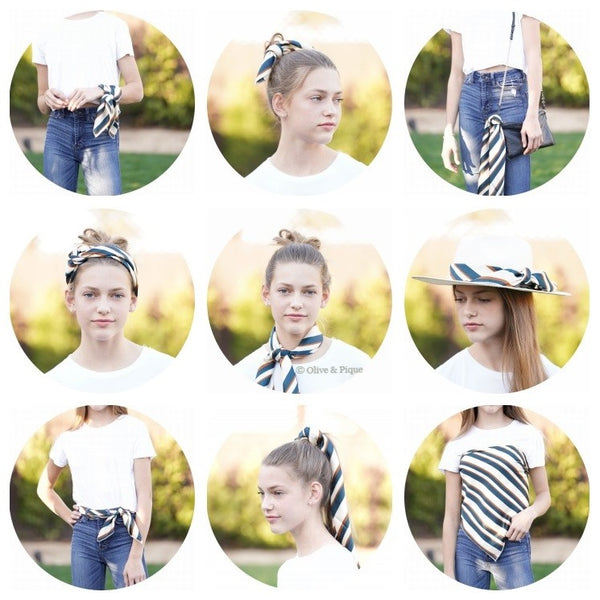 Silky satin neck scarf, versatile wear